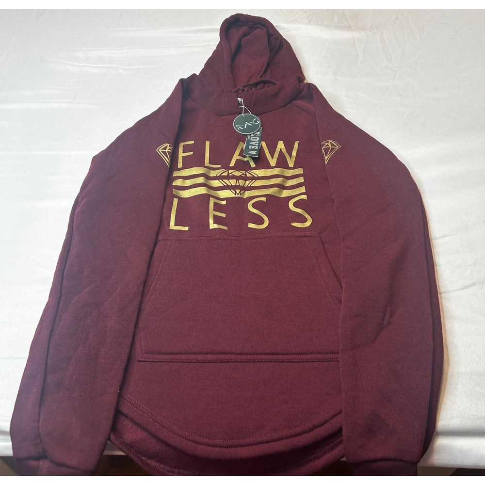 Rag Burgundy Flawless Graphic Hoodie Gold Foil Diamond Pullover Womens Medium